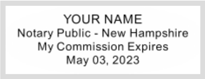 New Hampshire Notary Self Inking Slim Stamp, Sample Impression Image New Hampshire Notary Self Inking Slim Stamp, Sample Impression Image